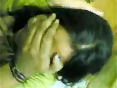 Indian green saree wife giving blowjob to his bf