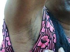 Indian girl shaving her armpits hair by a sharp edged straight razor smooth and clean ..AVI